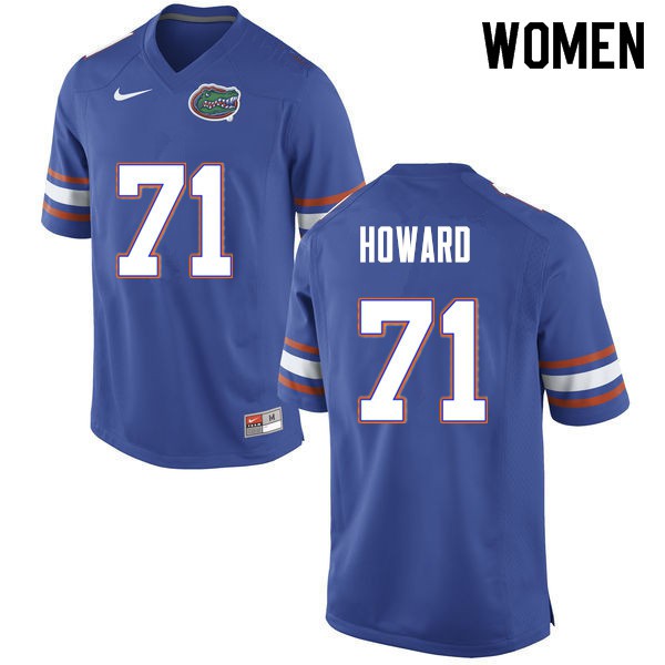Women #71 Chris Howard Florida Gators College Football Jersey Blue